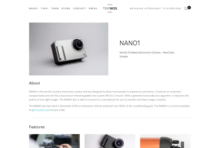 NANO1: Smallest Astronomy Camera